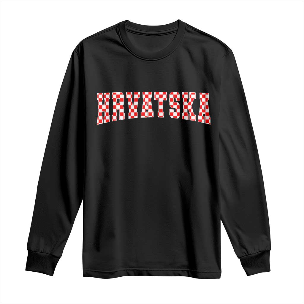 Vintage Hrvatska Long Sleeve Shirt Retro Varsity Croatia Zagreb Croatian Flag