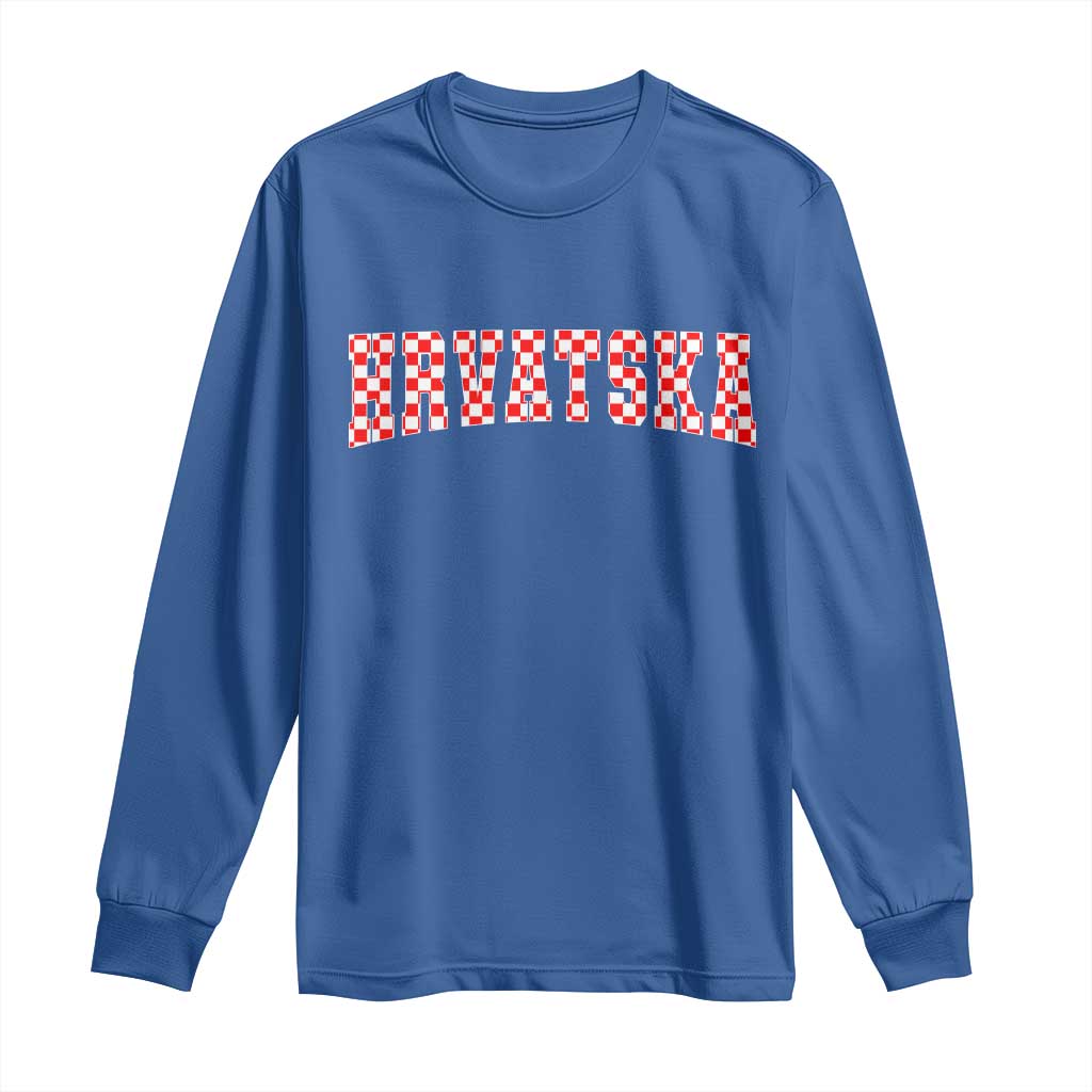 Vintage Hrvatska Long Sleeve Shirt Retro Varsity Croatia Zagreb Croatian Flag