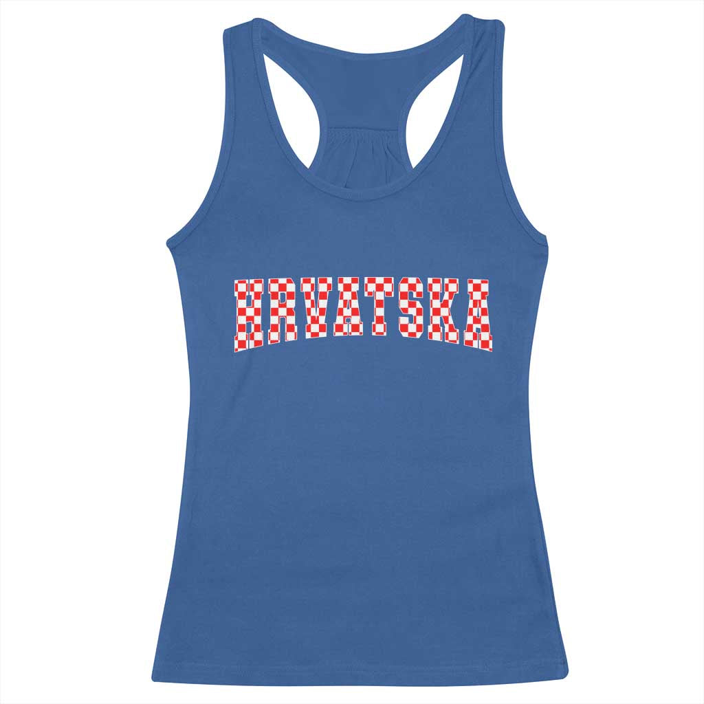 Vintage Hrvatska Racerback Tank Top Retro Varsity Croatia Zagreb Croatian Flag