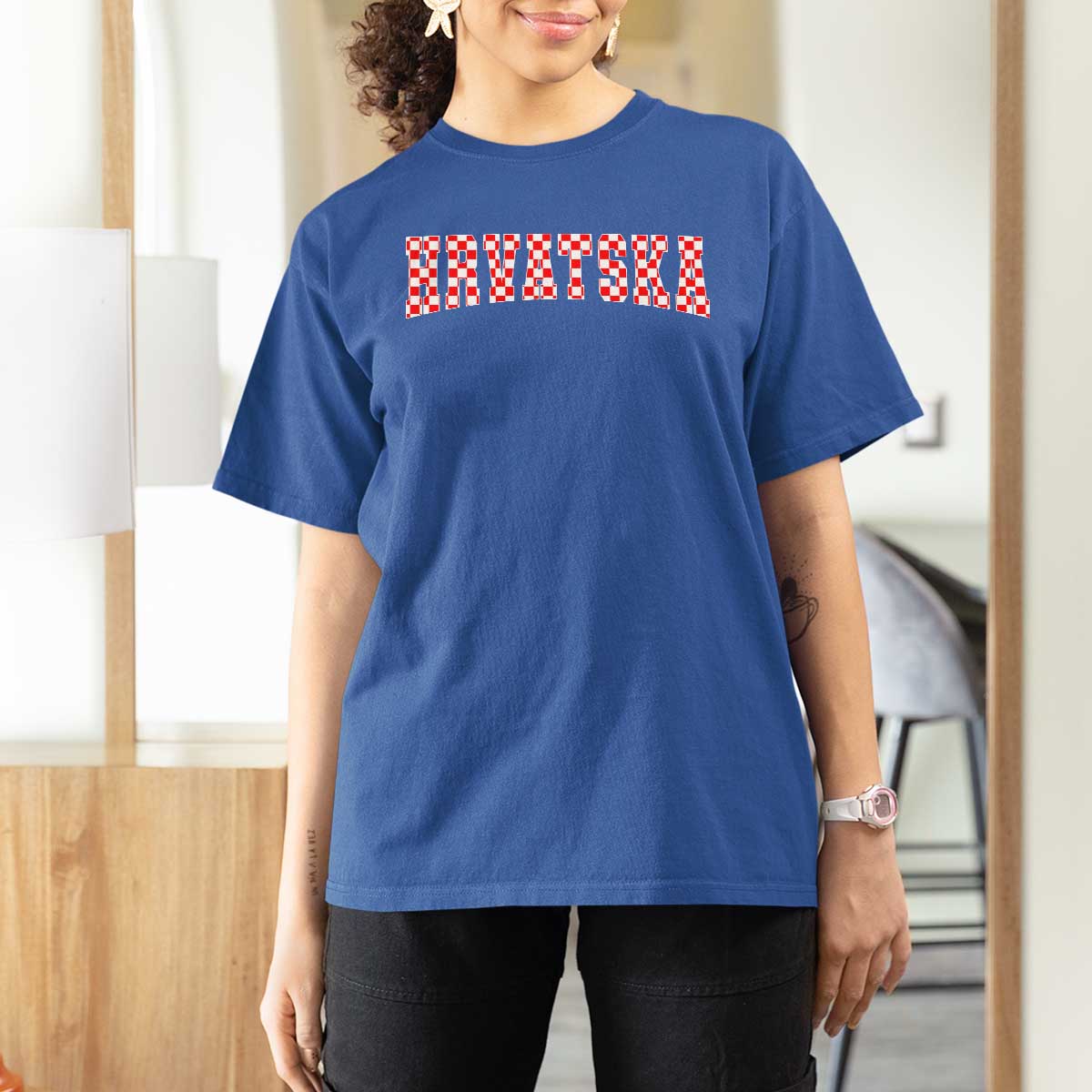 Vintage Hrvatska T Shirt For Women Retro Varsity Croatia Zagreb Croatian Flag