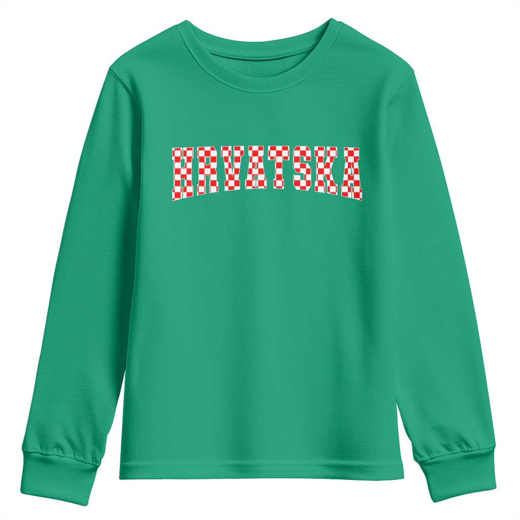 Vintage Hrvatska Youth Sweatshirt Retro Varsity Croatia Zagreb Croatian Flag