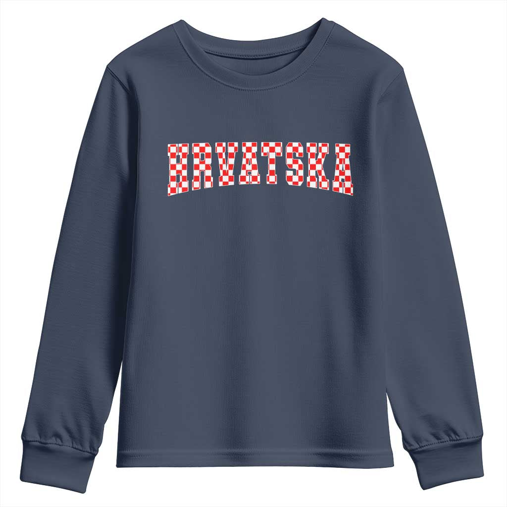 Vintage Hrvatska Youth Sweatshirt Retro Varsity Croatia Zagreb Croatian Flag