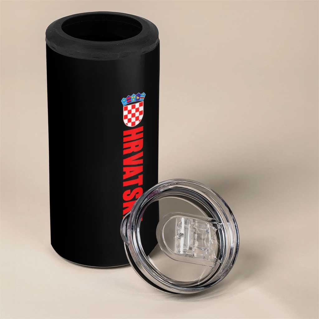 Hrvatska 4 in 1 Can Cooler Tumbler Vintage Croatia Zagreb Croatian