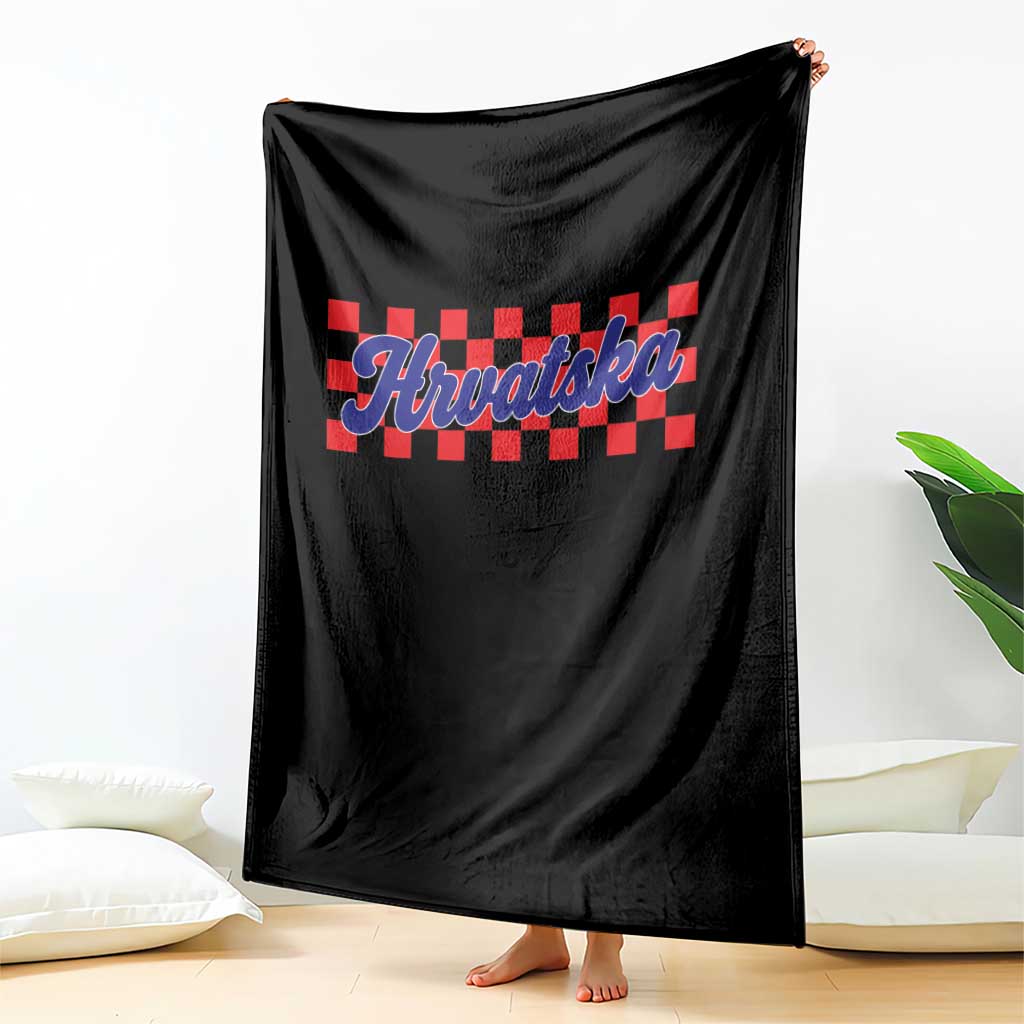 Hrvatska Throw Blanket Checkered Retro Croatia Zagreb Croatian