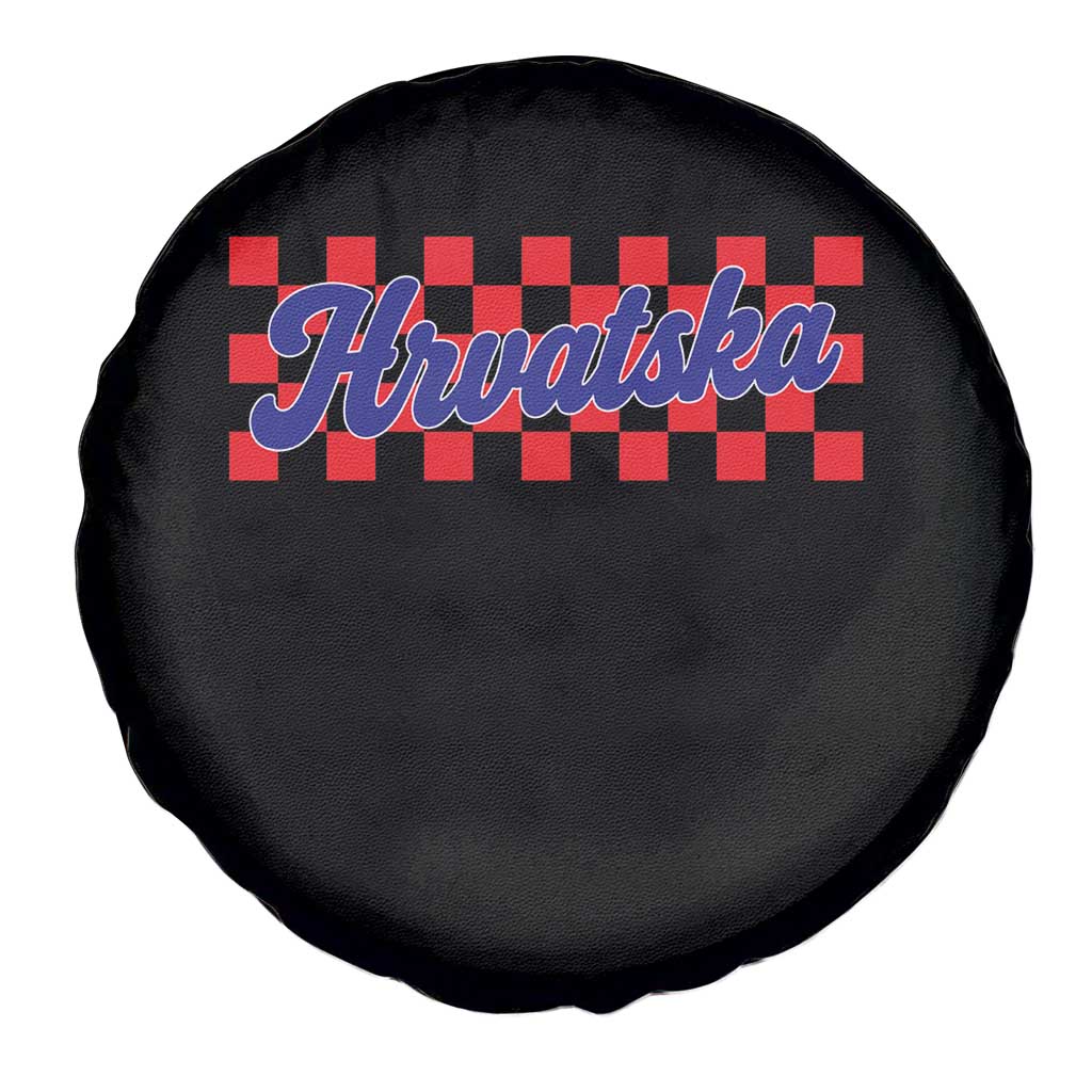 Hrvatska Spare Tire Cover Checkered Retro Croatia Zagreb Croatian