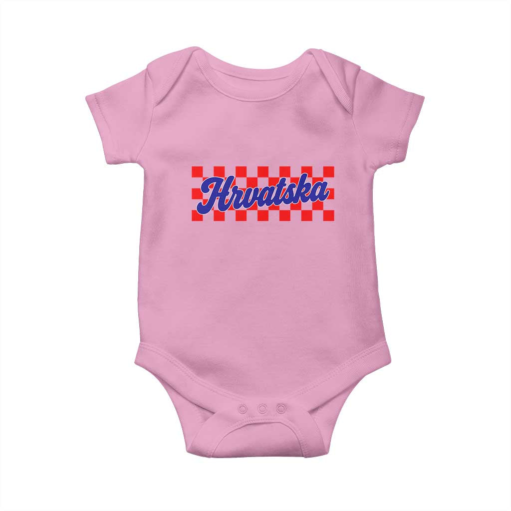 Hrvatska Baby Onesie Checkered Retro Croatia Zagreb Croatian