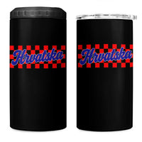 Hrvatska 4 in 1 Can Cooler Tumbler Checkered Retro Croatia Zagreb Croatian