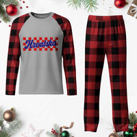 Hrvatska Plaid Pajama Set Checkered Retro Croatia Zagreb Croatian