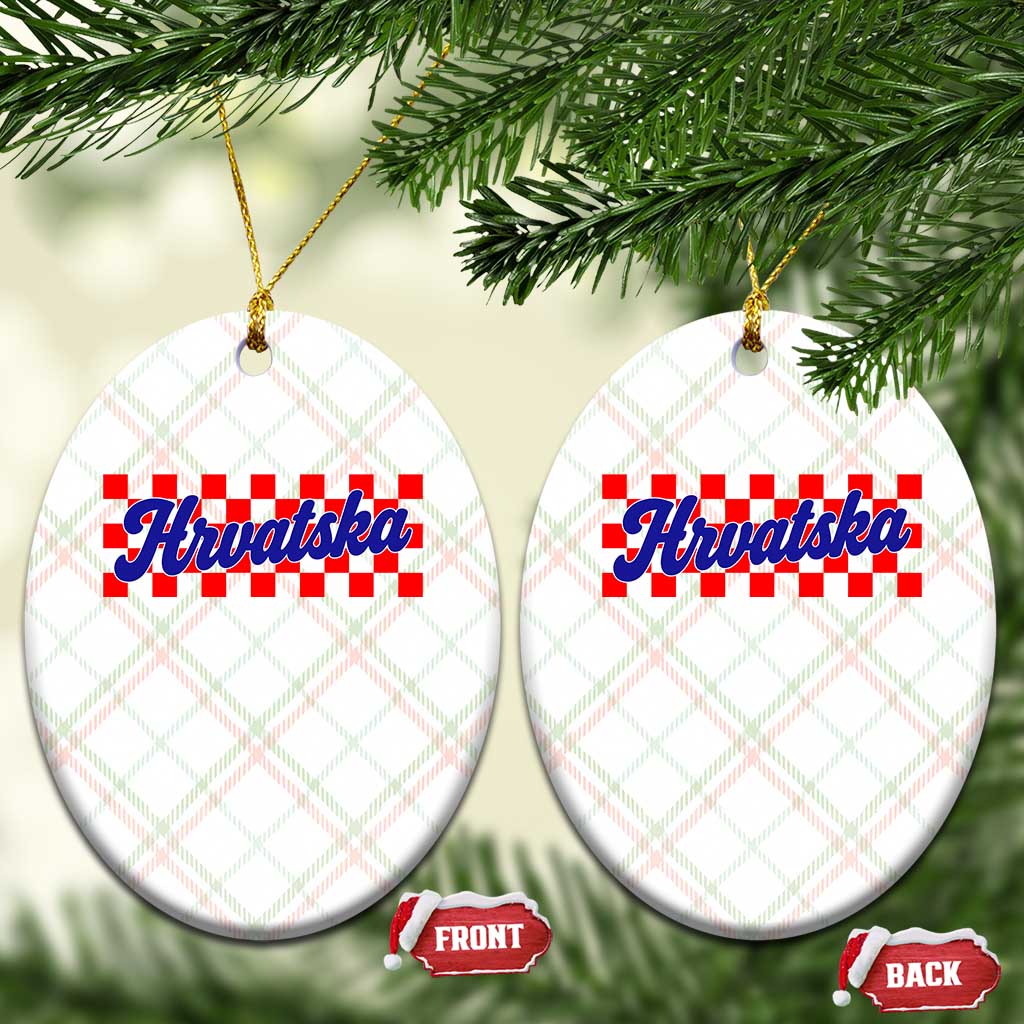 Hrvatska Ceramic Ornament Checkered Retro Croatia Zagreb Croatian