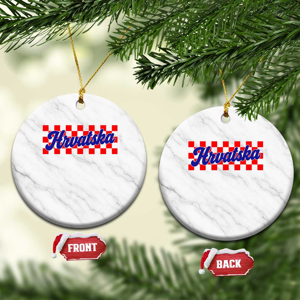 Hrvatska Ceramic Ornament Checkered Retro Croatia Zagreb Croatian