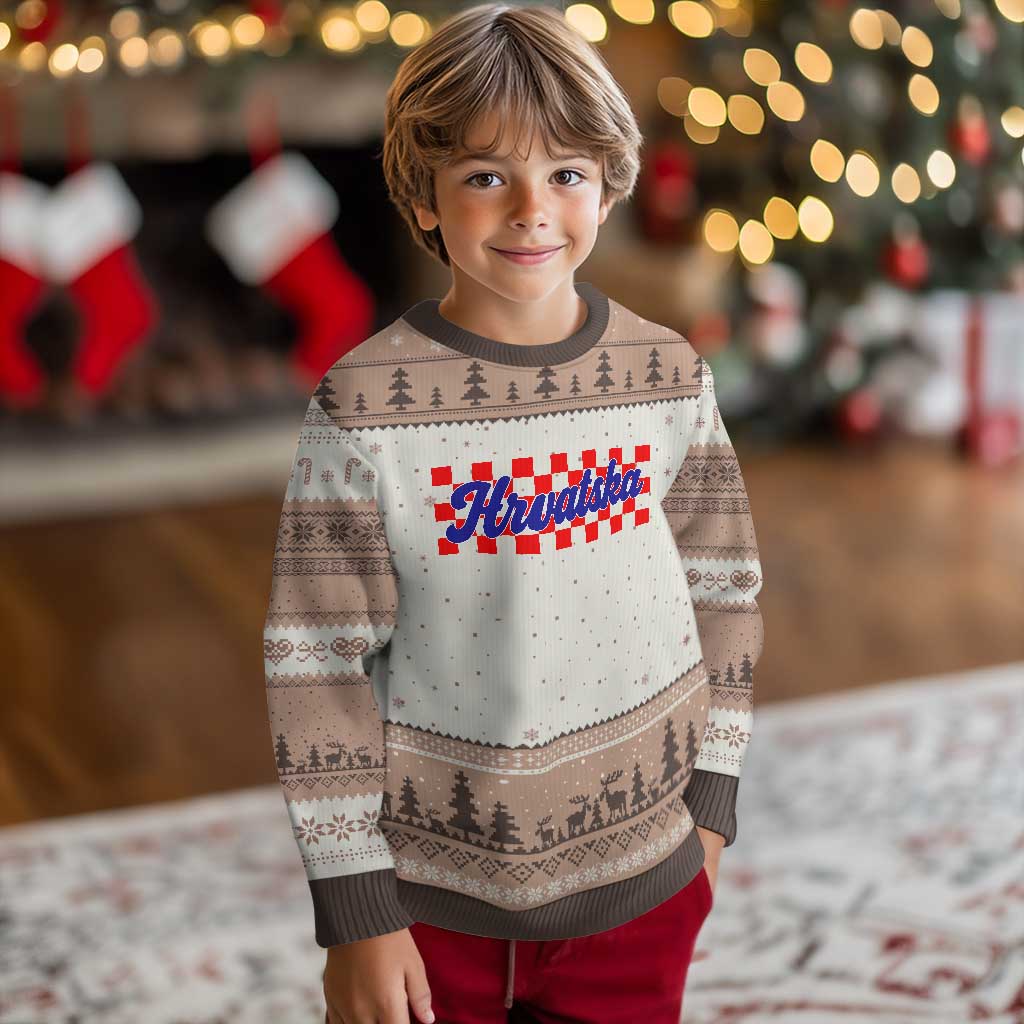 Hrvatska Ugly Christmas Sweater Checkered Retro Croatia Zagreb Croatian