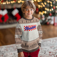 Hrvatska Ugly Christmas Sweater Checkered Retro Croatia Zagreb Croatian