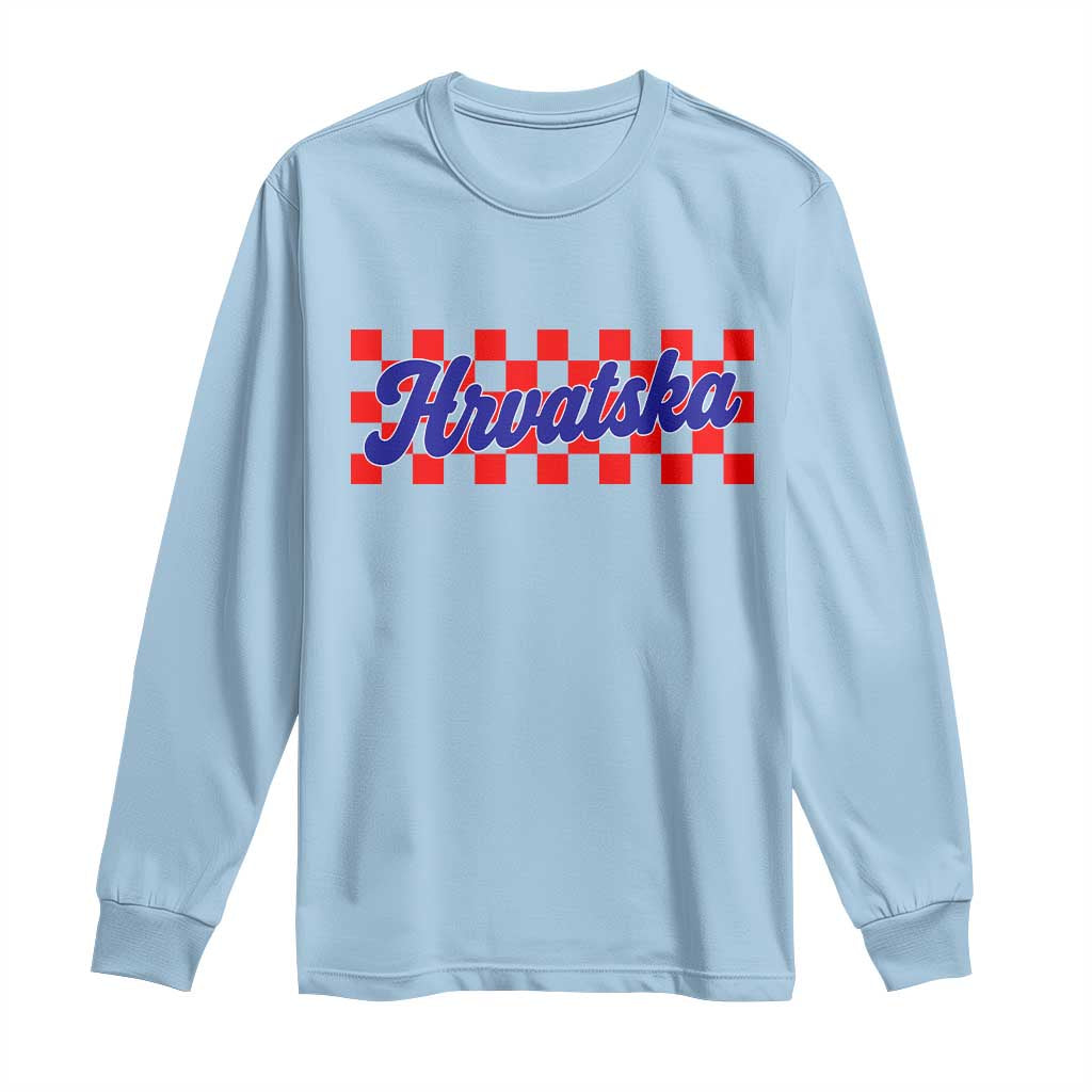 Hrvatska Long Sleeve Shirt Checkered Retro Croatia Zagreb Croatian
