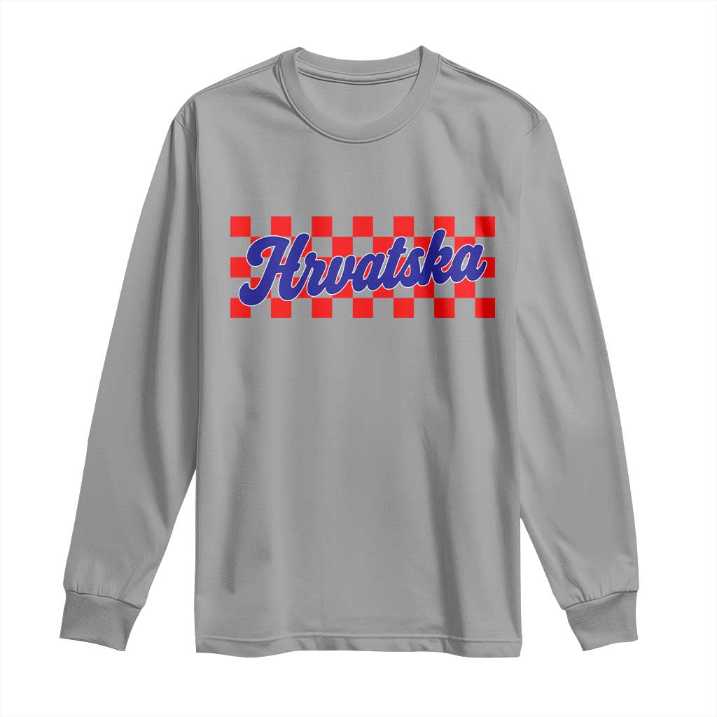 Hrvatska Long Sleeve Shirt Checkered Retro Croatia Zagreb Croatian
