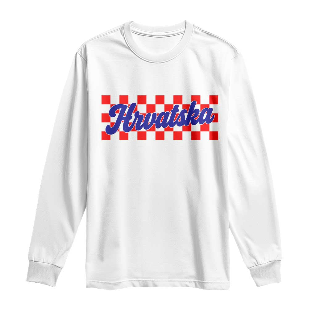 Hrvatska Long Sleeve Shirt Checkered Retro Croatia Zagreb Croatian
