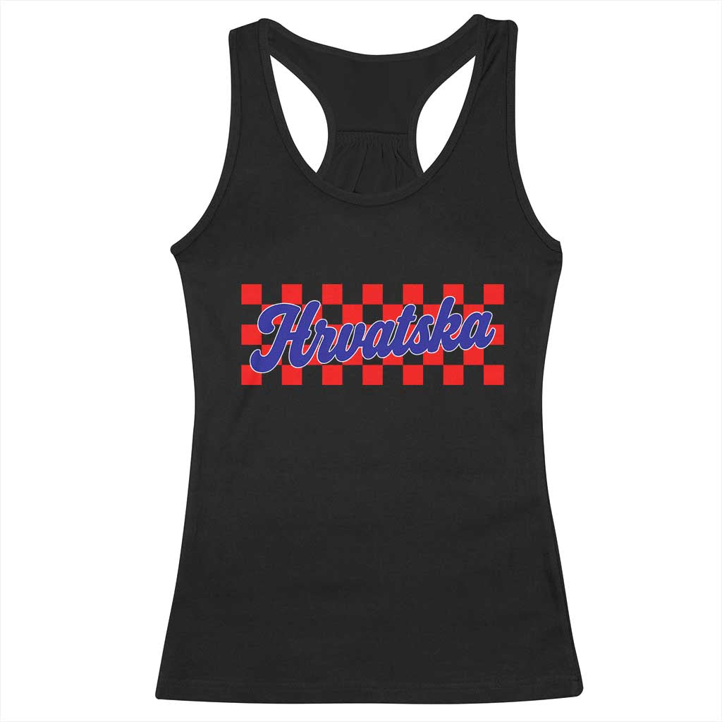 Hrvatska Racerback Tank Top Checkered Retro Croatia Zagreb Croatian