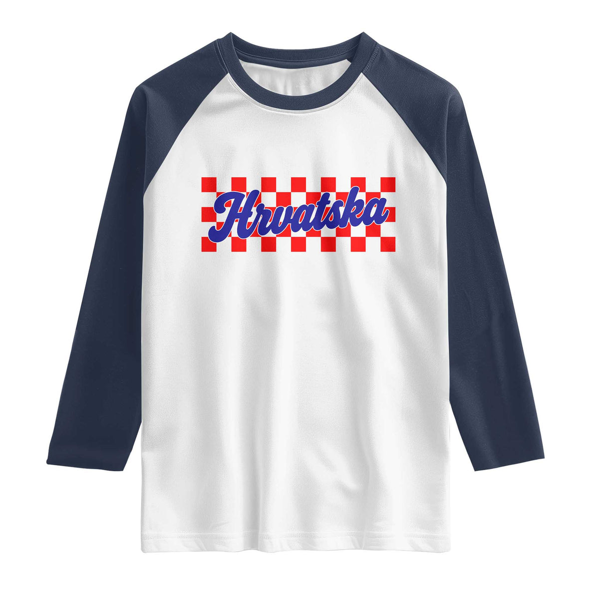 Hrvatska Raglan Shirt Checkered Retro Croatia Zagreb Croatian