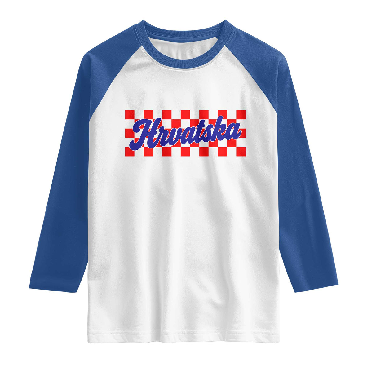 Hrvatska Raglan Shirt Checkered Retro Croatia Zagreb Croatian