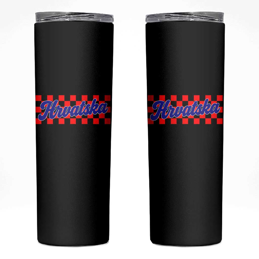 Hrvatska Skinny Tumbler Checkered Retro Croatia Zagreb Croatian