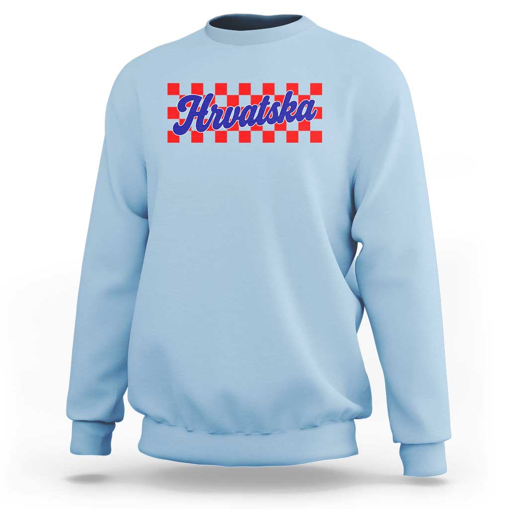 Hrvatska Sweatshirt Checkered Retro Croatia Zagreb Croatian