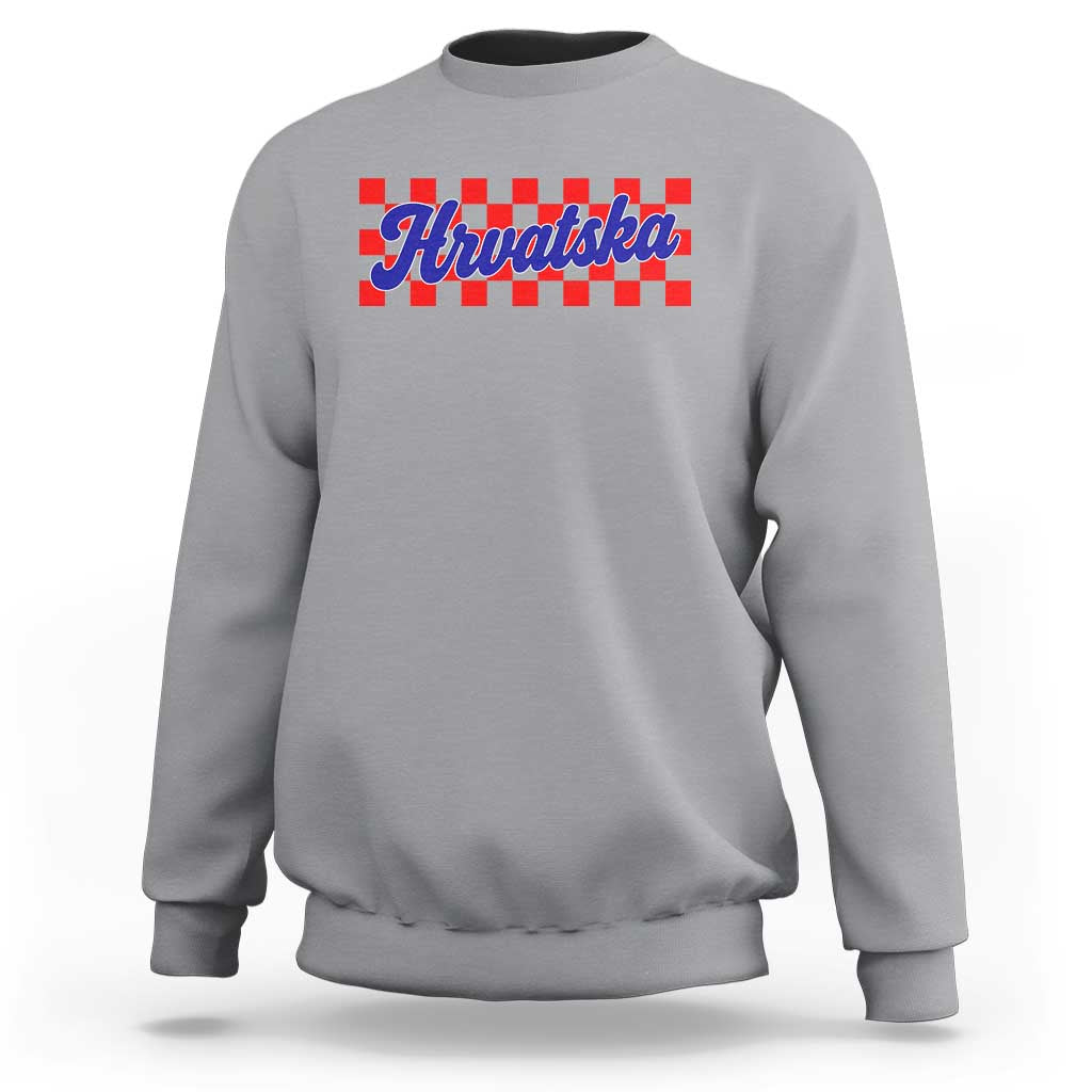 Hrvatska Sweatshirt Checkered Retro Croatia Zagreb Croatian