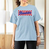 Hrvatska T Shirt For Women Checkered Retro Croatia Zagreb Croatian