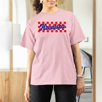 Hrvatska T Shirt For Women Checkered Retro Croatia Zagreb Croatian