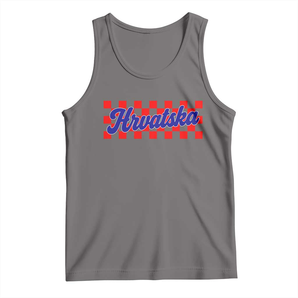 Hrvatska Tank Top Checkered Retro Croatia Zagreb Croatian