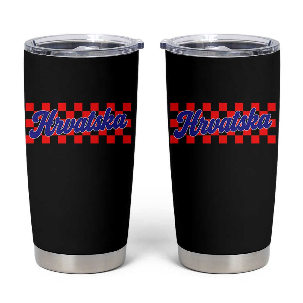 Hrvatska Tumbler Cup Checkered Retro Croatia Zagreb Croatian