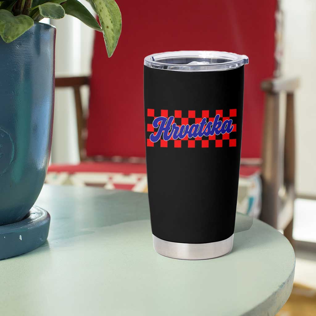 Hrvatska Tumbler Cup Checkered Retro Croatia Zagreb Croatian