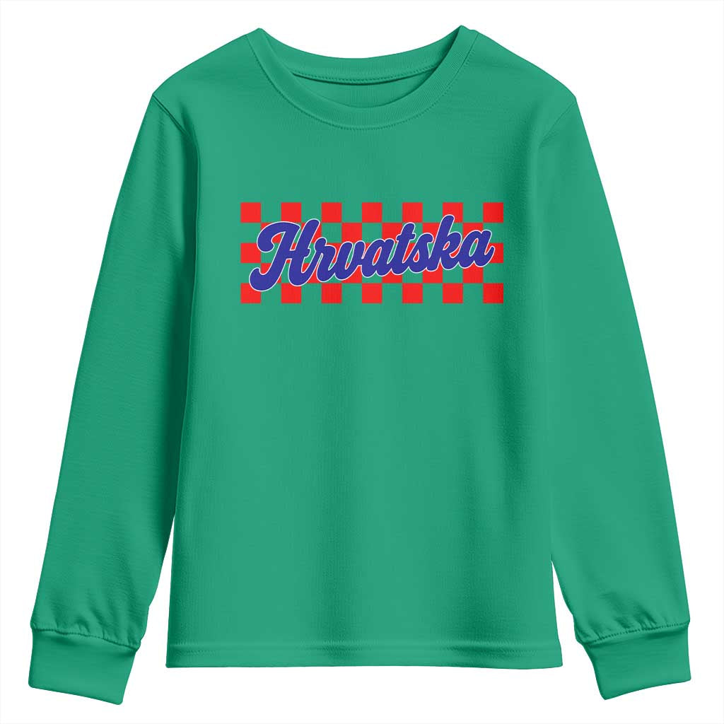 Hrvatska Youth Sweatshirt Checkered Retro Croatia Zagreb Croatian