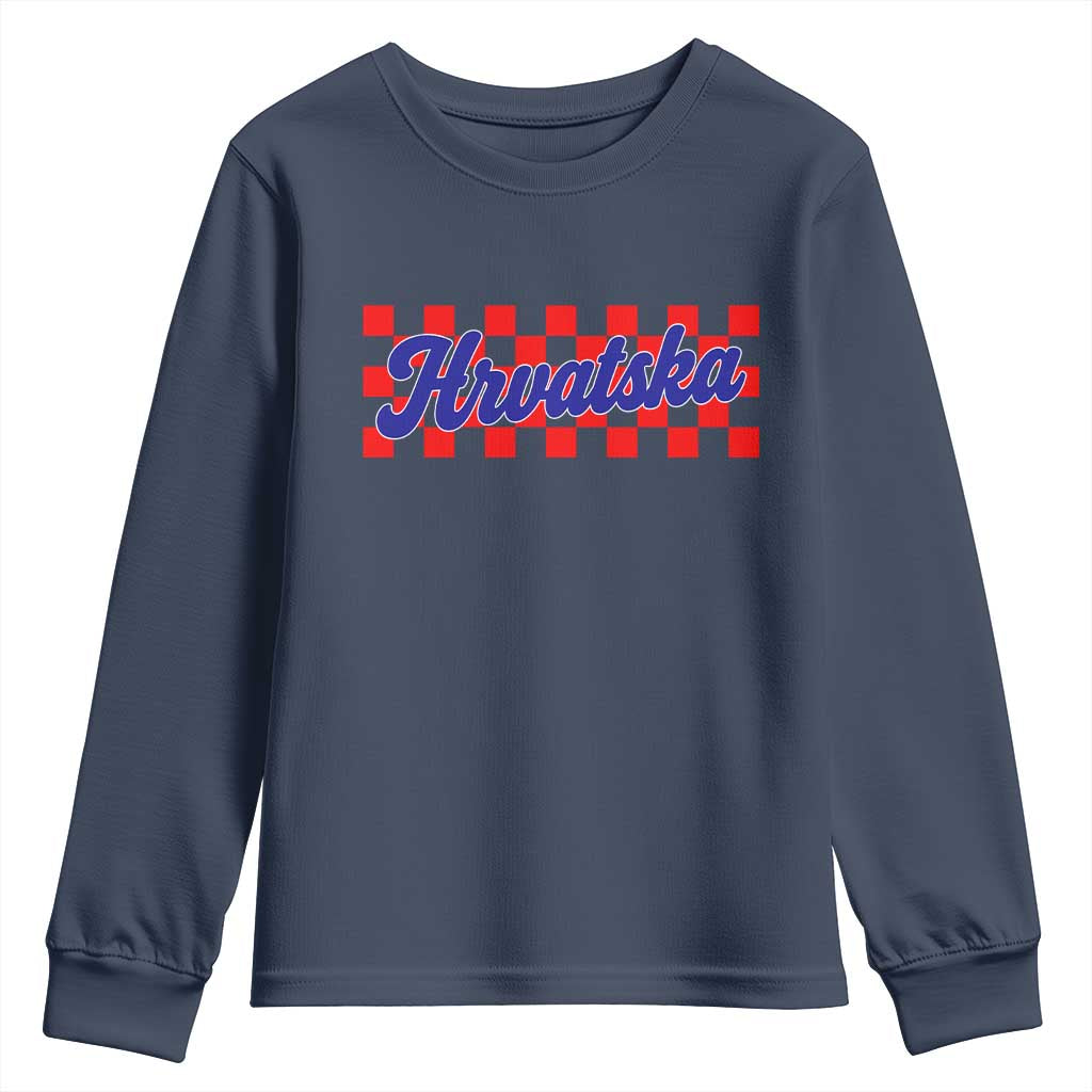 Hrvatska Youth Sweatshirt Checkered Retro Croatia Zagreb Croatian