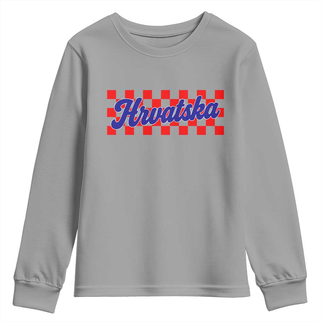 Hrvatska Youth Sweatshirt Checkered Retro Croatia Zagreb Croatian