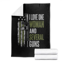 I Love One Woman And Several Guns Throw Blanket Vintage American Flag Funny Husband Gun Lover
