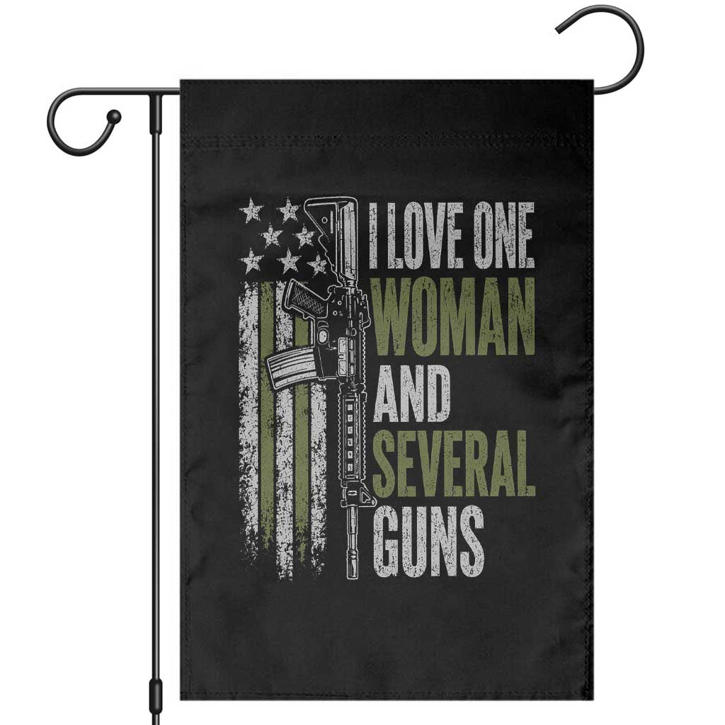 I Love One Woman And Several Guns Garden Flag Vintage American Flag Funny Husband Gun Lover