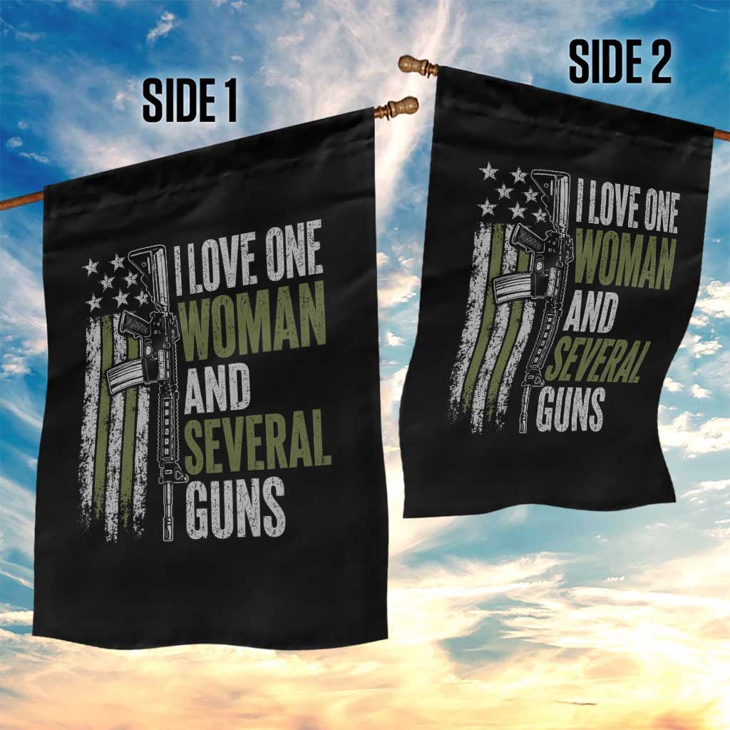I Love One Woman And Several Guns Garden Flag Vintage American Flag Funny Husband Gun Lover