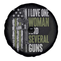 I Love One Woman And Several Guns Spare Tire Cover Vintage American Flag Funny Husband Gun Lover