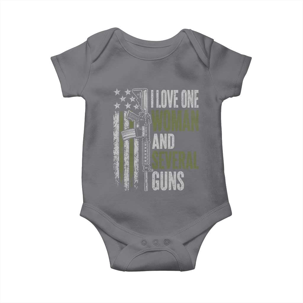 I Love One Woman And Several Guns Baby Onesie Vintage American Flag Funny Husband Gun Lover