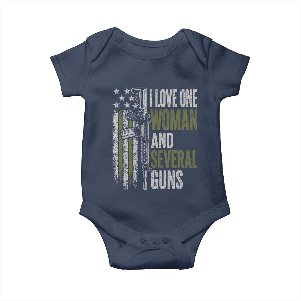 I Love One Woman And Several Guns Baby Onesie Vintage American Flag Funny Husband Gun Lover