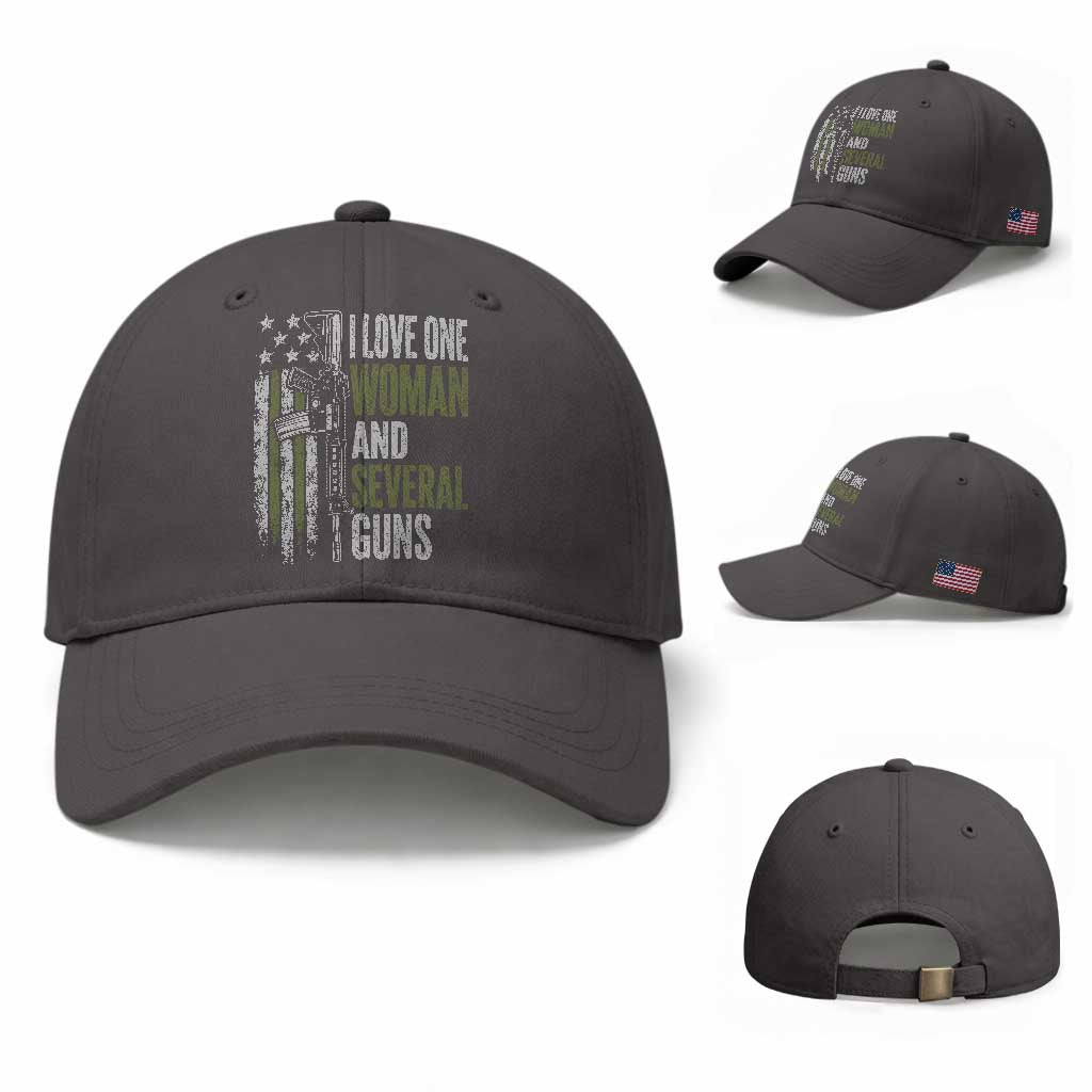 I Love One Woman And Several Guns Baseball Cap Vintage American Flag Funny Husband Gun Lover