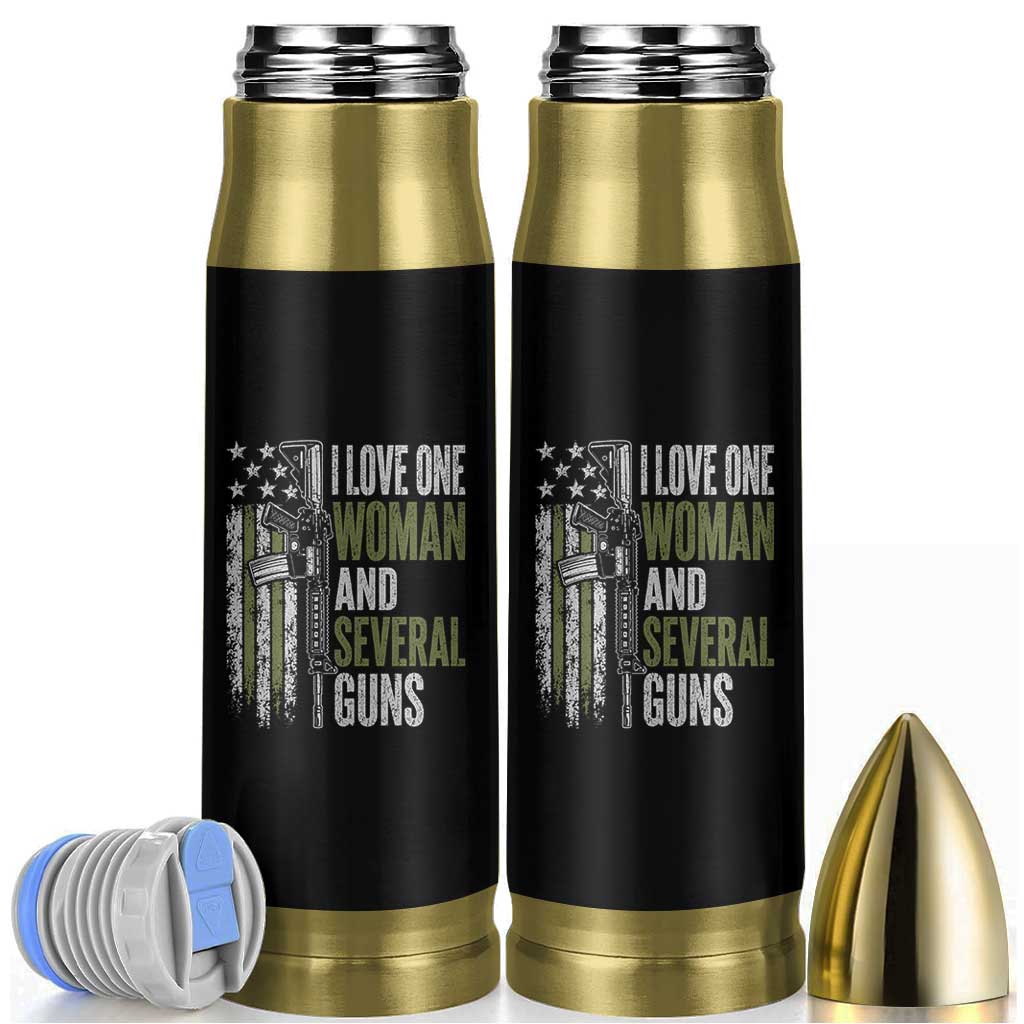 I Love One Woman And Several Guns Bullet Tumbler Vintage American Flag Funny Husband Gun Lover
