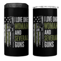 I Love One Woman And Several Guns 4 in 1 Can Cooler Tumbler Vintage American Flag Funny Husband Gun Lover