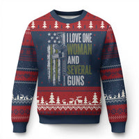 I Love One Woman And Several Guns Ugly Christmas Sweater Vintage American Flag Funny Husband Gun Lover