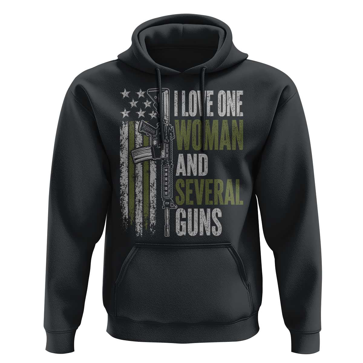 I Love One Woman And Several Guns Hoodie Vintage American Flag Funny Husband Gun Lover