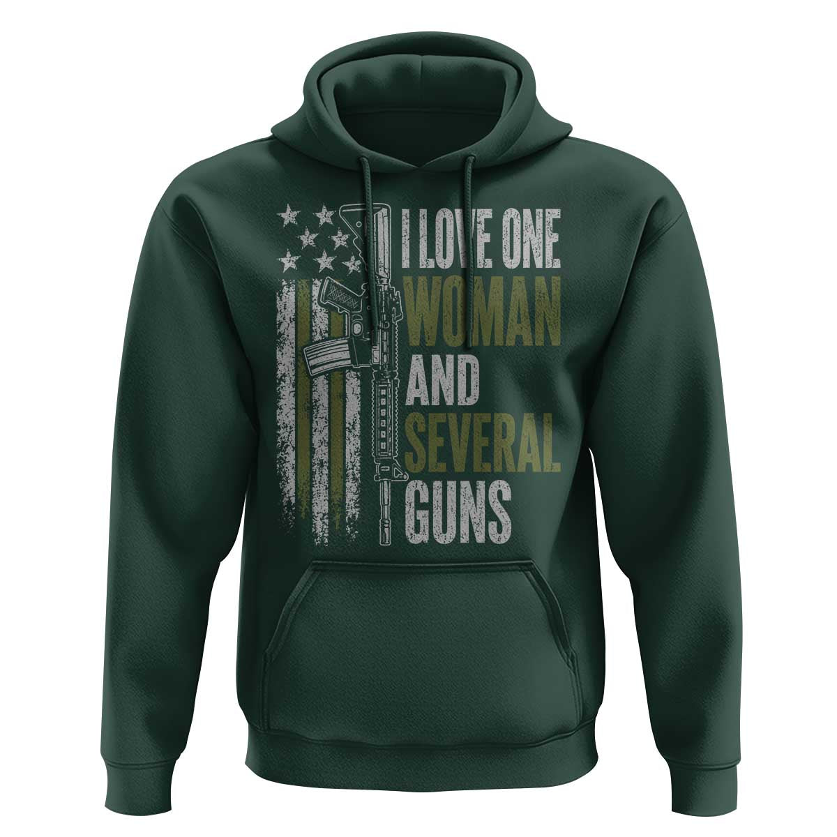 I Love One Woman And Several Guns Hoodie Vintage American Flag Funny Husband Gun Lover