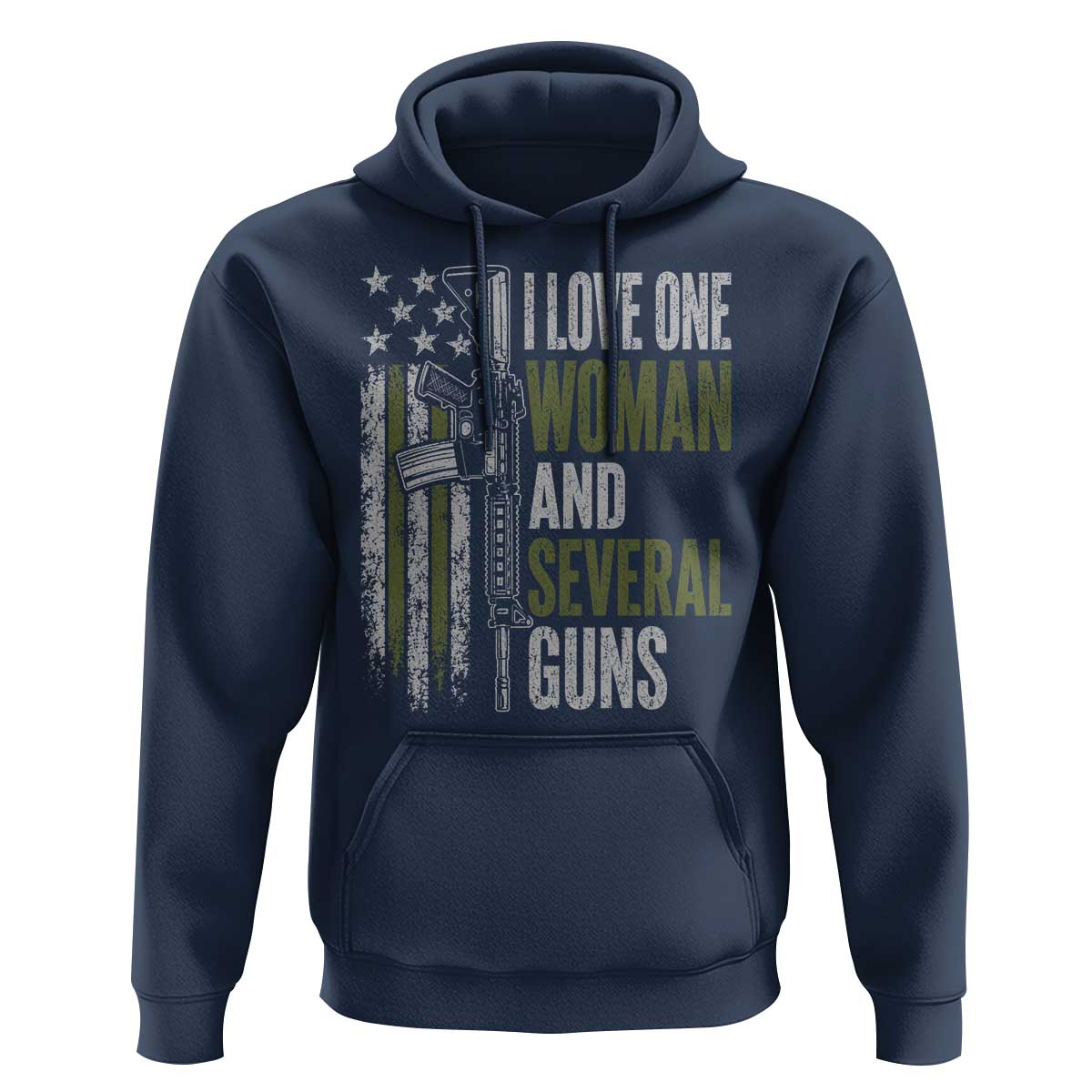 I Love One Woman And Several Guns Hoodie Vintage American Flag Funny Husband Gun Lover