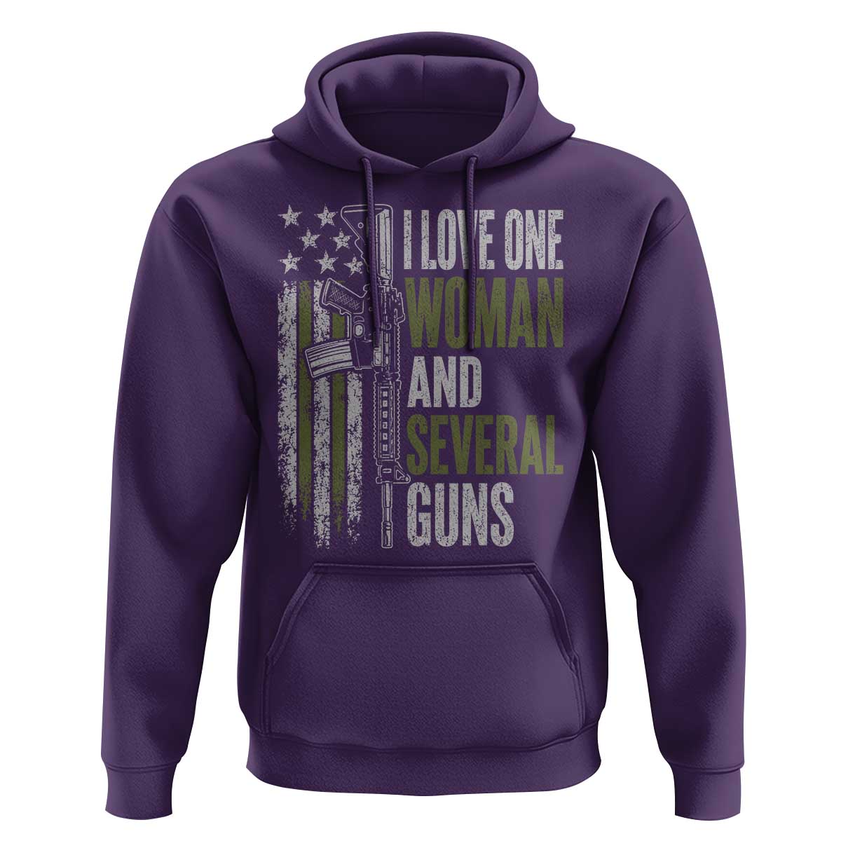 I Love One Woman And Several Guns Hoodie Vintage American Flag Funny Husband Gun Lover