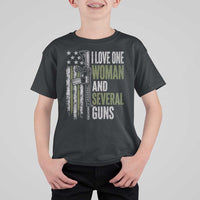 I Love One Woman And Several Guns T Shirt For Kid Vintage American Flag Funny Husband Gun Lover