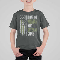 I Love One Woman And Several Guns T Shirt For Kid Vintage American Flag Funny Husband Gun Lover