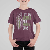 I Love One Woman And Several Guns T Shirt For Kid Vintage American Flag Funny Husband Gun Lover